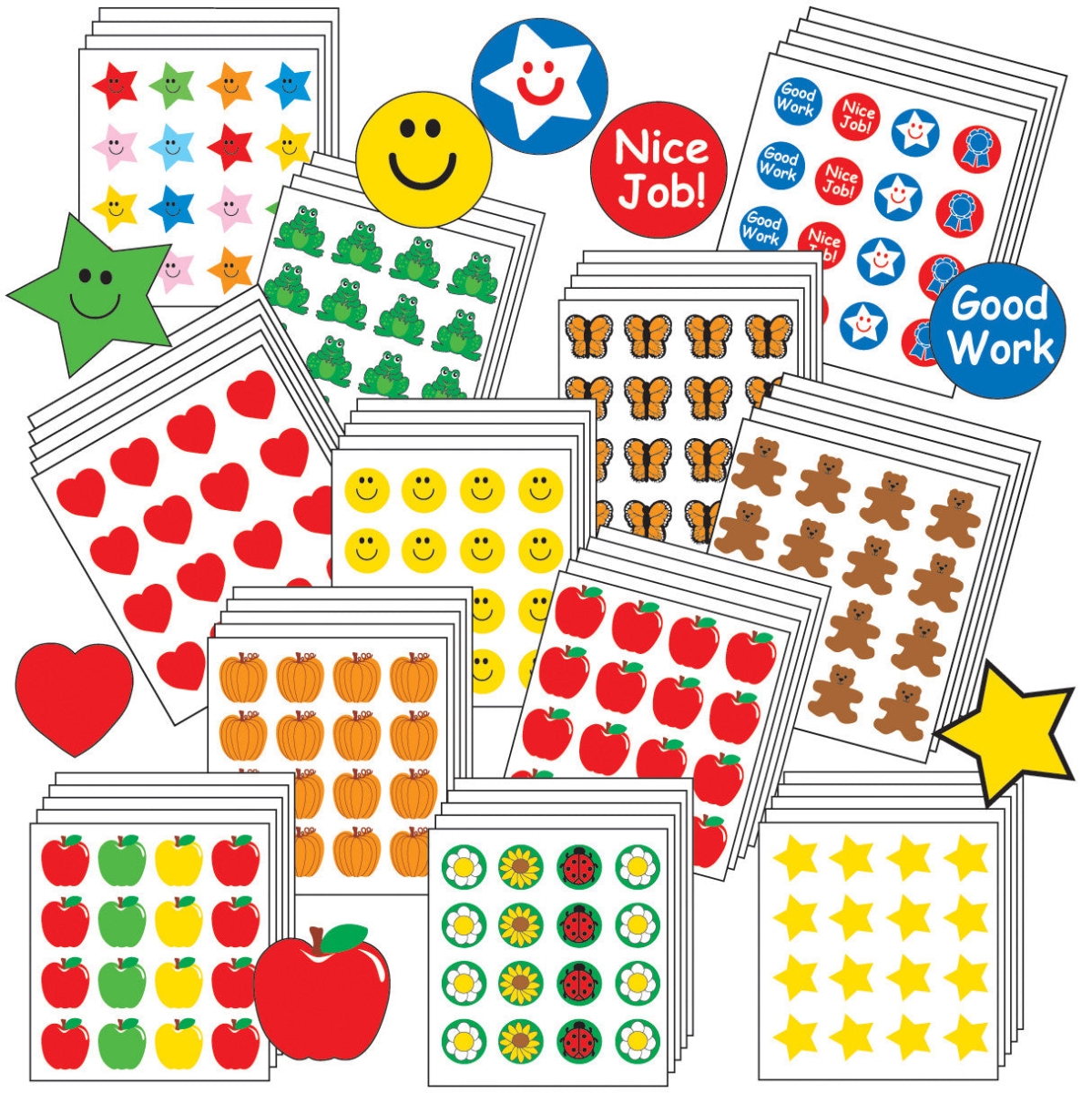 070409 Assorted Incentive Stickers Bargain Bag- Assorted Color- Pack 3456
