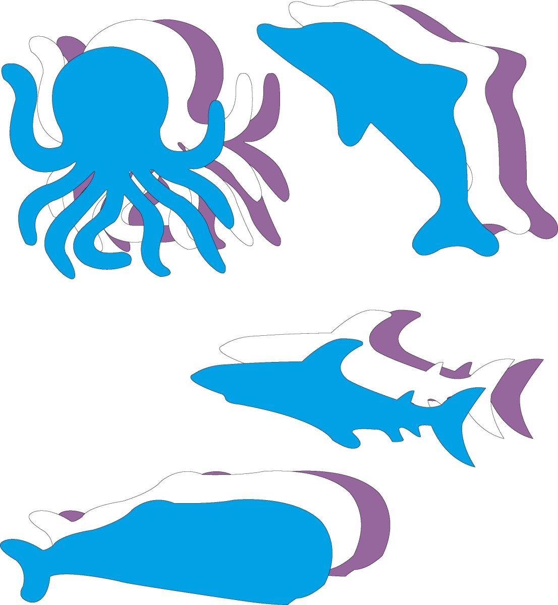SE-5000 5.5 x 5.5 in. Ocean Cut-Out Set - Large