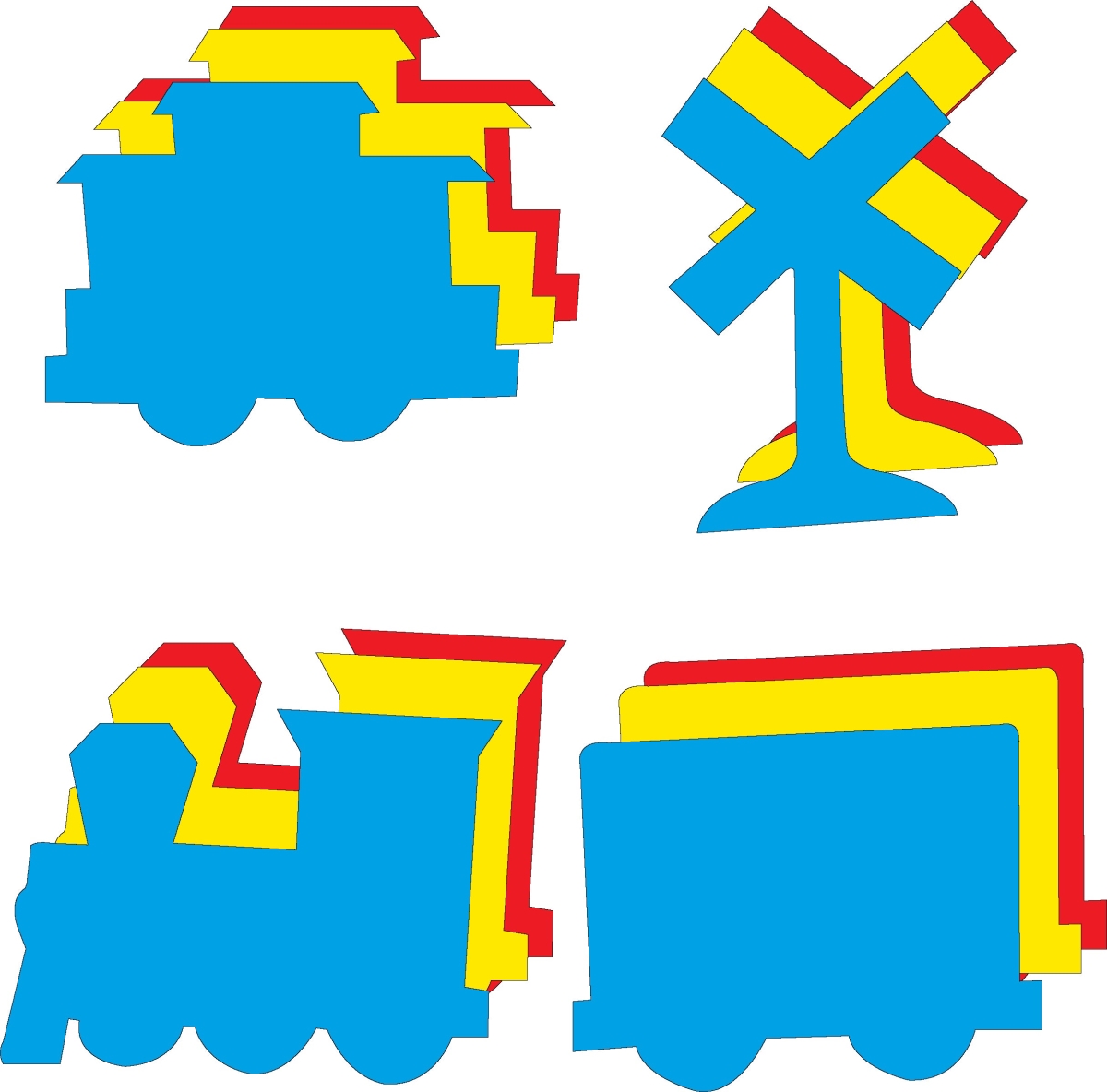 SE-5002 5.5 x 5.5 in. Tri-Color Train Cut-Out Set - Large