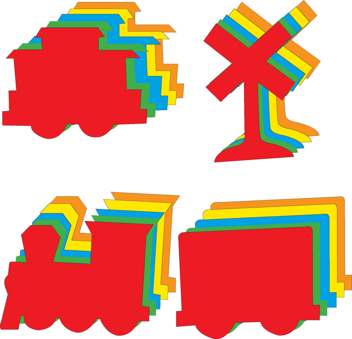 SE-5005 5.5 x 5.5 in. Train Cut-Out Set, Assorted Color - Large