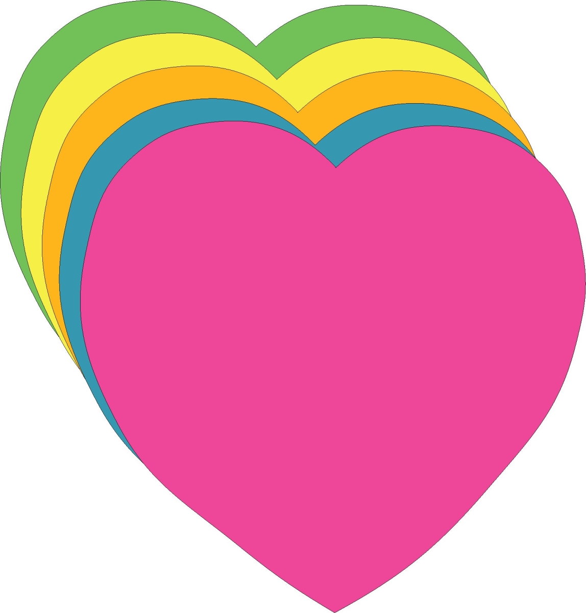 SE-6401 5.5 x 5.5 in. Heart Bright Neon Large Cut-Outs, Assorted Color