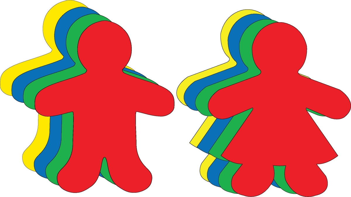 SE-8494 5.5 x 5.5 in. Kid Shape Set Cut-Outs, Assorted Color - Large