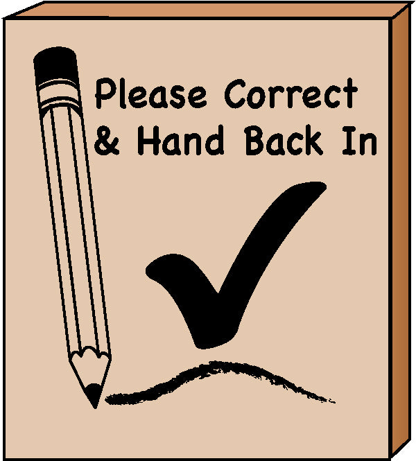 SE-0830 1.75 x 2 in. Correct & Hand Back in Teachers Stamp