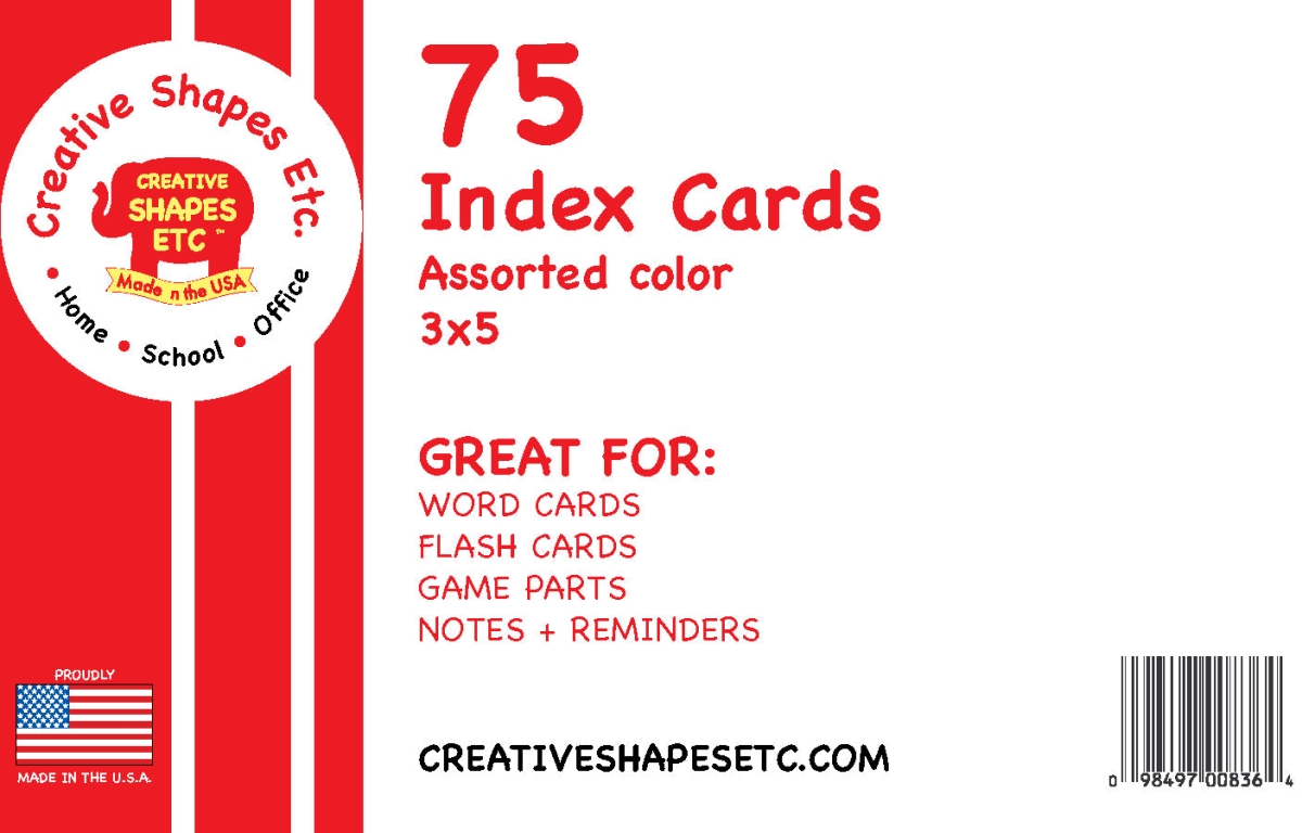 SE-0836 3 x 5 in. Blank Index Cards, Assorted Color