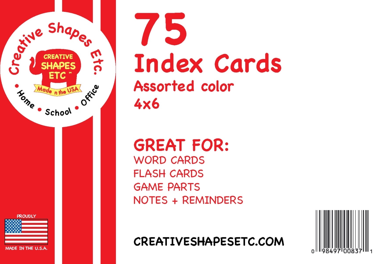 SE-0837 4 x 6 in. Blank Index Cards, Assorted Color