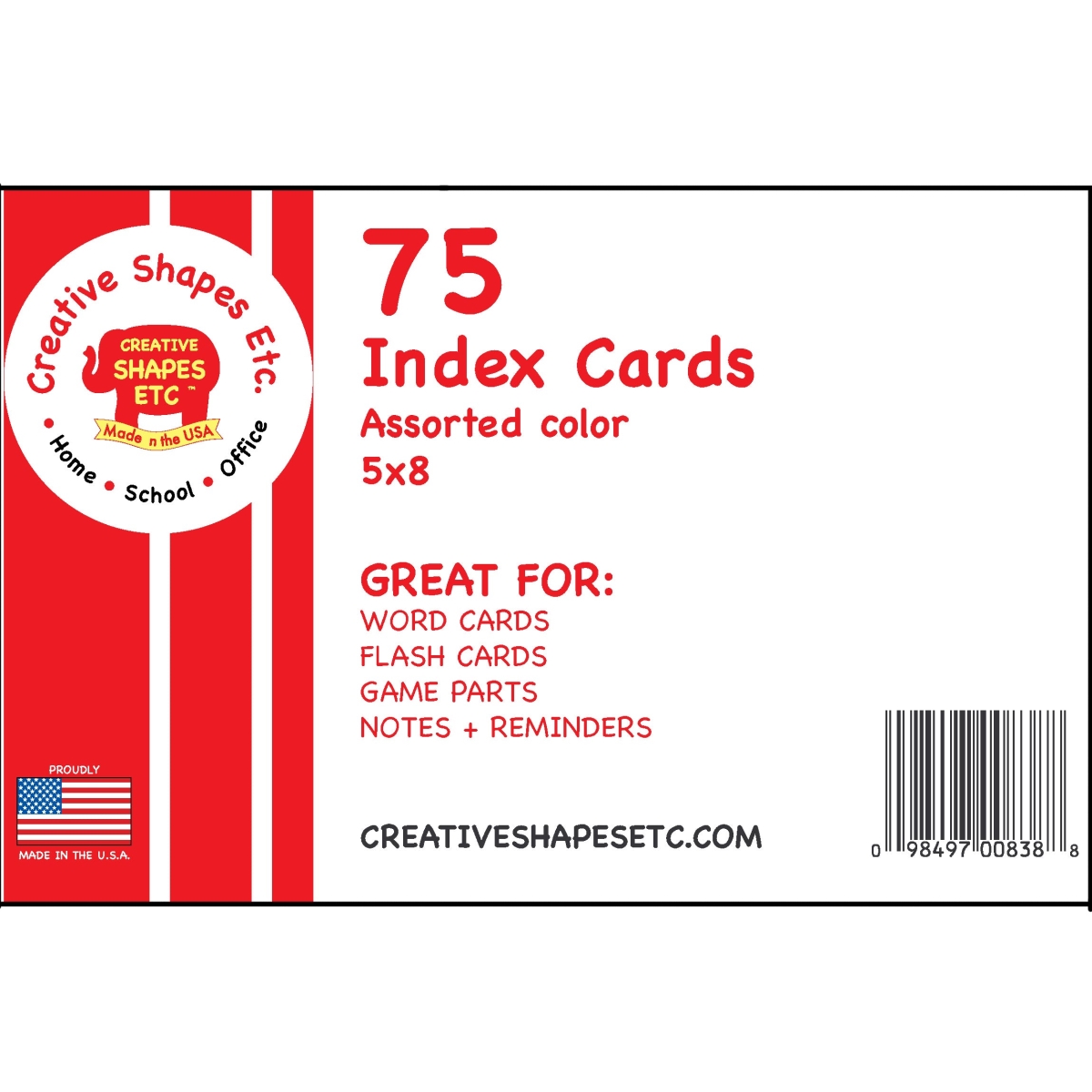 SE-0838 5 x 8 in. Blank Index Cards, Assorted Color