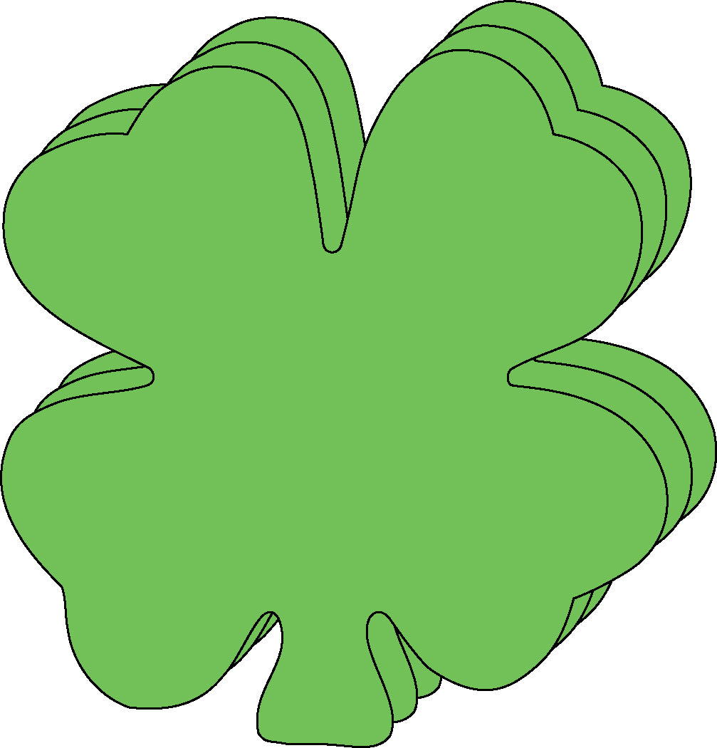 SE-6414 3 x 3 in. Four Leaf Clover Bright Neon Single Color Small Cut-Outs
