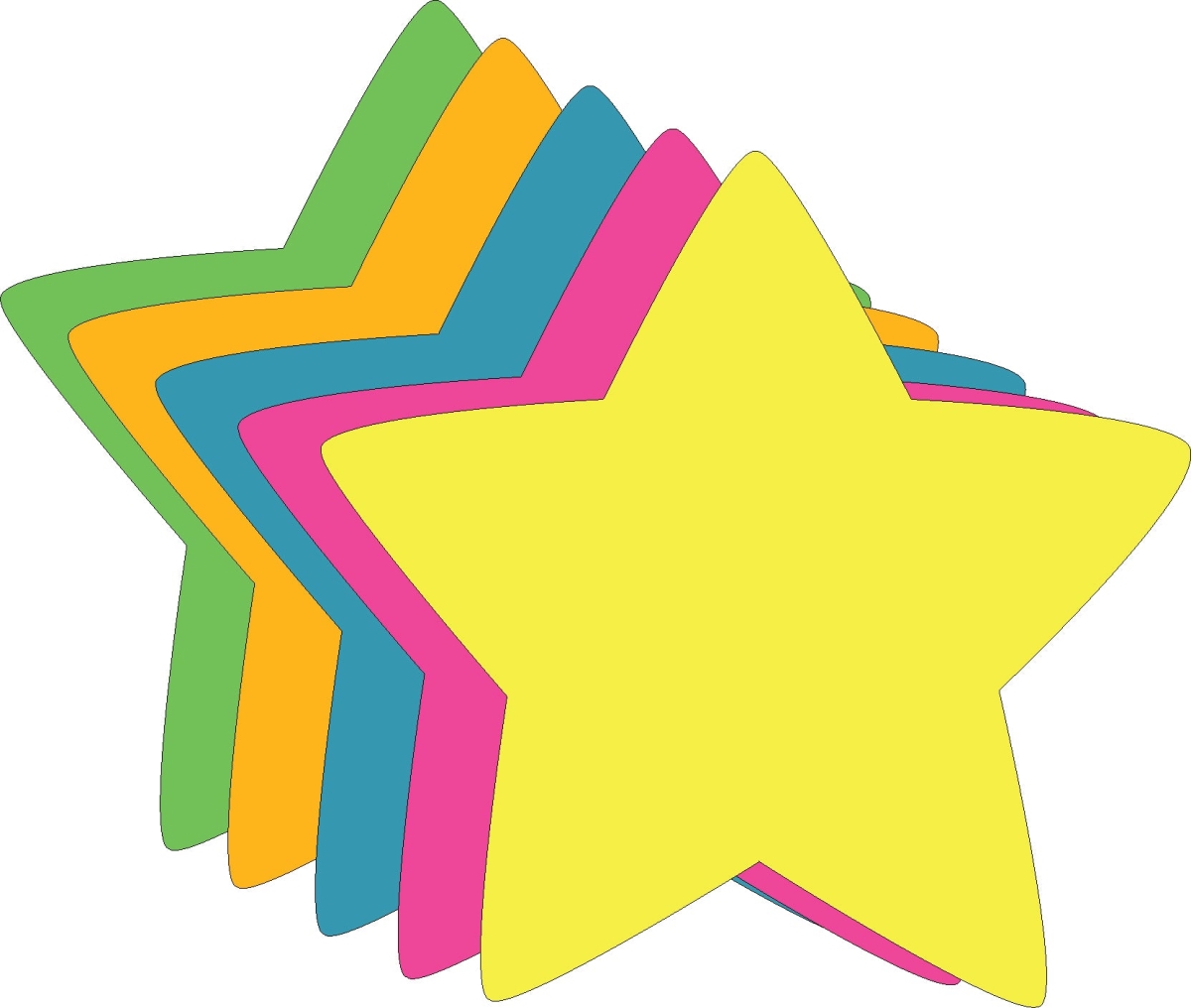 SE-6426 3 x 3 in. Star Bright Neon Small Cut-Outs, Assorted Color