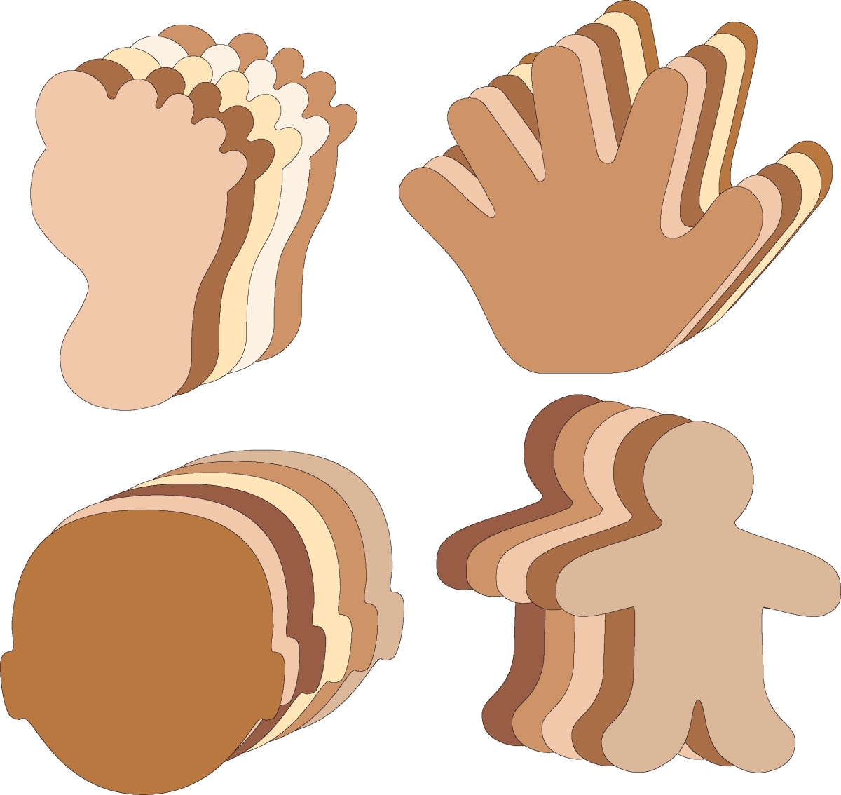 SE-8537 5.5 x 5.5 in. Multicultural Body Parts Cut-Out Set - Large