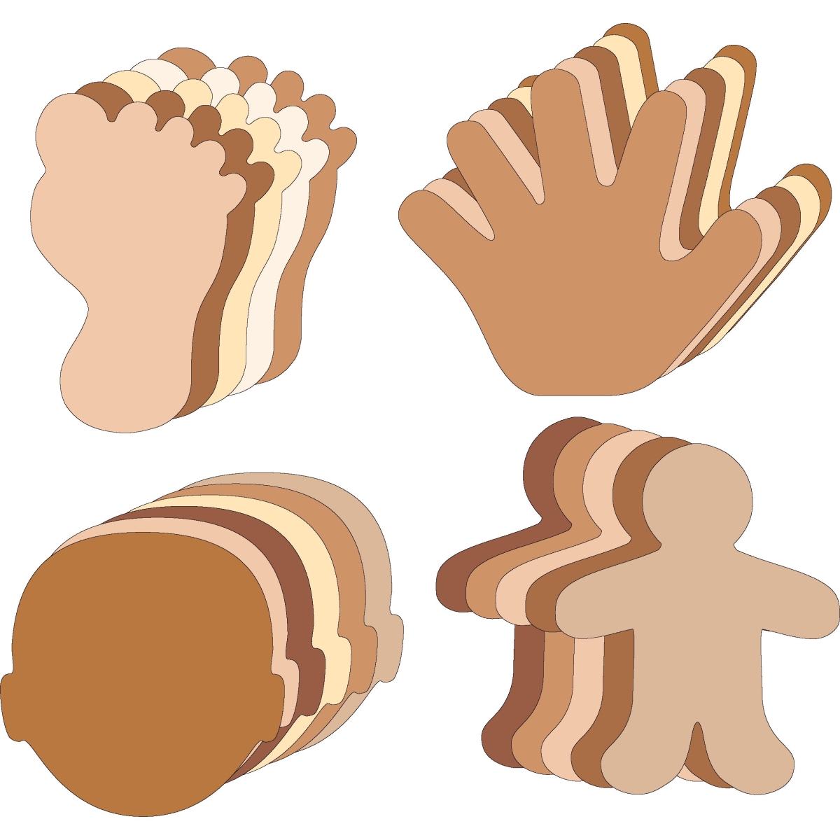 SE-8538 3 x 3 in. Multicultural Body Parts Cut-Out Set - Small