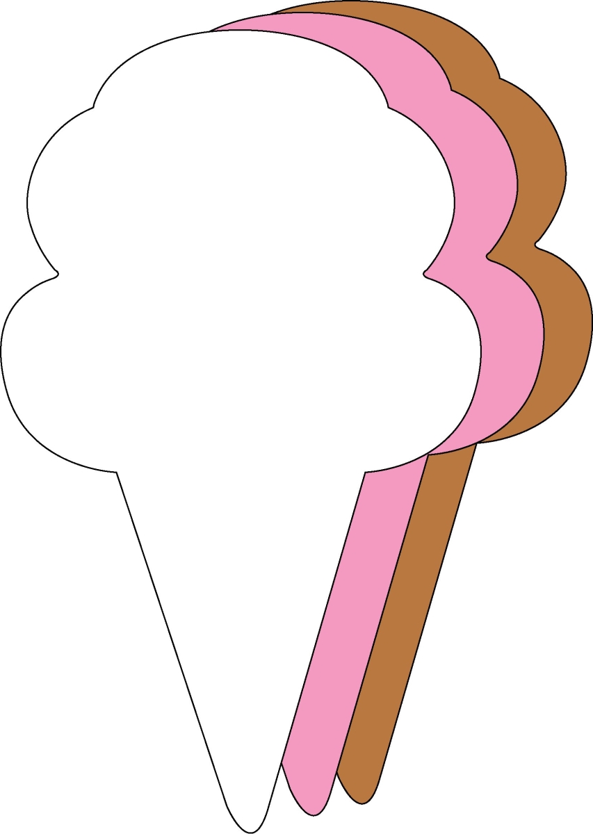 SE-8549 3 x 3 in. Neapolitan Ice Cream Cone Tri- Color Creative Cut-Outs - Small