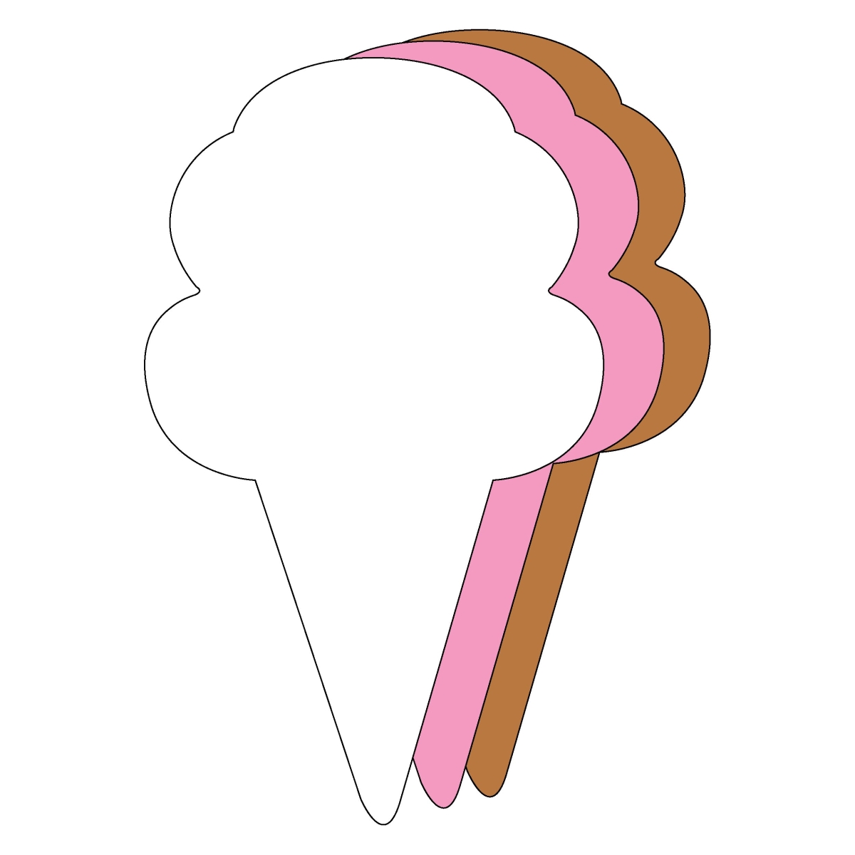 SE-8550 5.5 x 5.5 in. Neapolitan Ice Cream Cone Tri-Color Creative Cut-Outs - Large