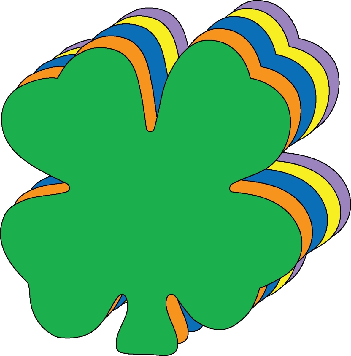 SE-8551 3 x 3 in. Four Leaf Clover Creative Cut-Outs, Assorted Color