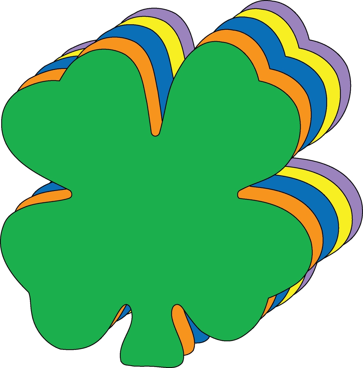 SE-8552 5.5 x 5.5 in. Four Leaf Clover Creative Cut-Outs, Assorted Color