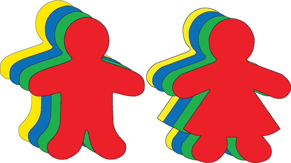 SE-0222 3 x 3 in. Kid Shape Set Assorted Color Cut-Outs - Small