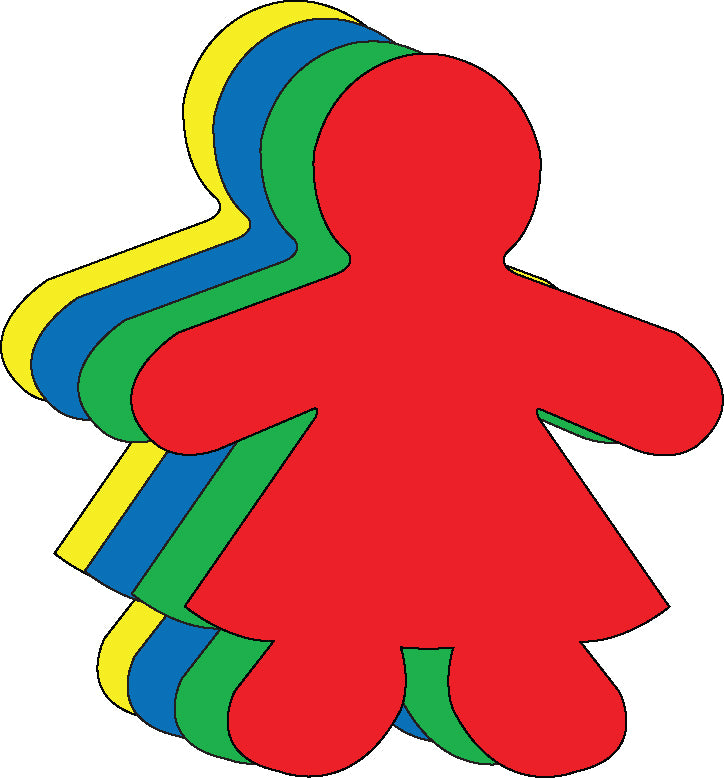 SE-0224 3 x 3 in. Girl Assorted Color Cut-Outs - Small