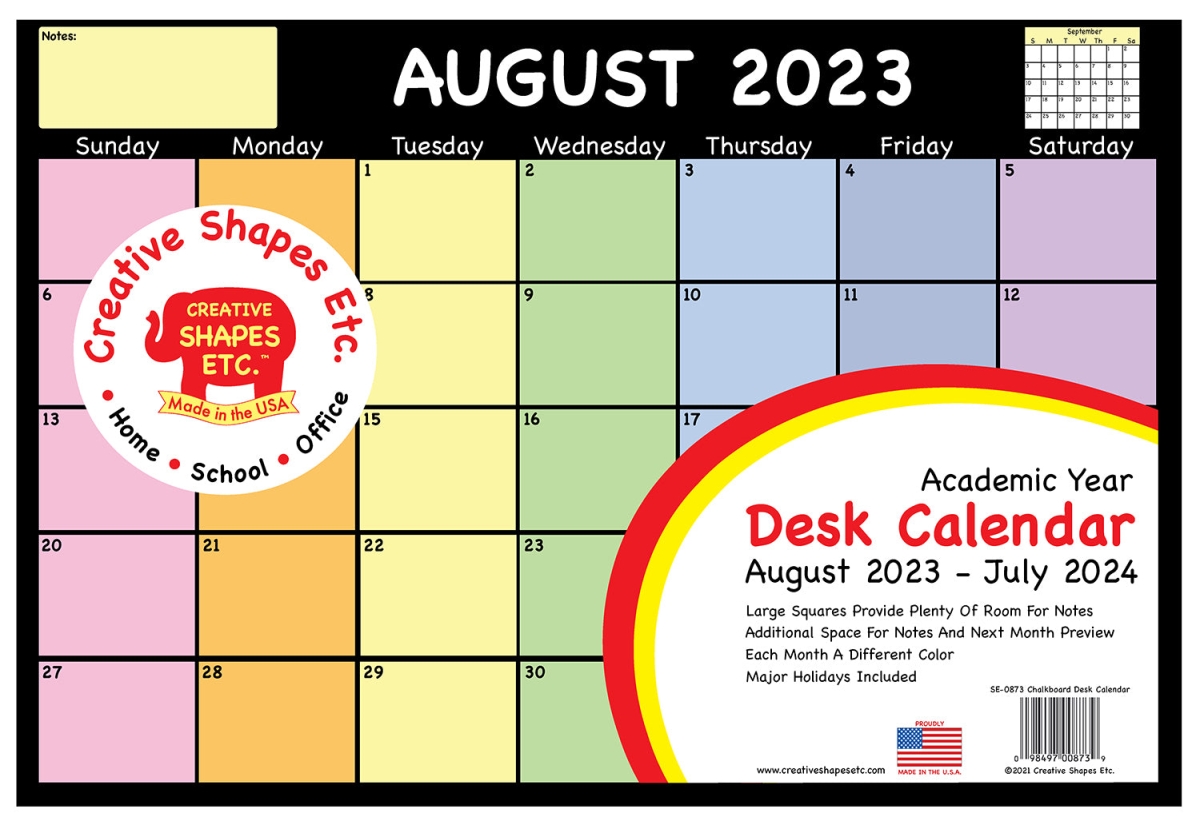 Picture of Creative Shapes Etc SE-0873 2.5 x 2 in. Academic Year Desk Calendar with Chalkboard Design