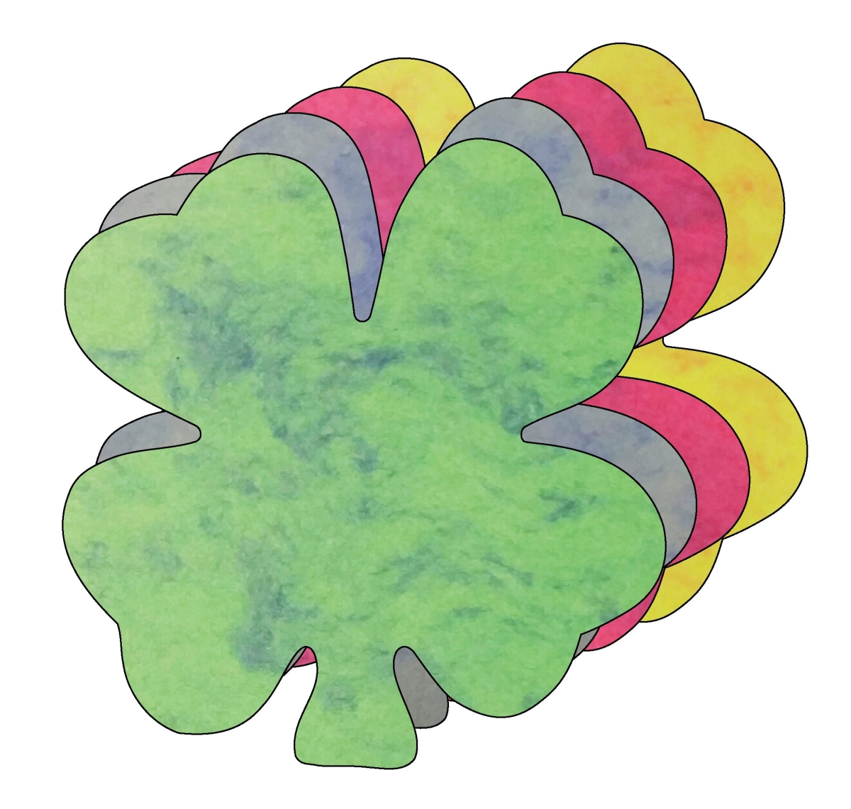 SE-1312 3 x 3 in. Four Leaf Clover Marble Creative Cut-Outs, Assorted Color