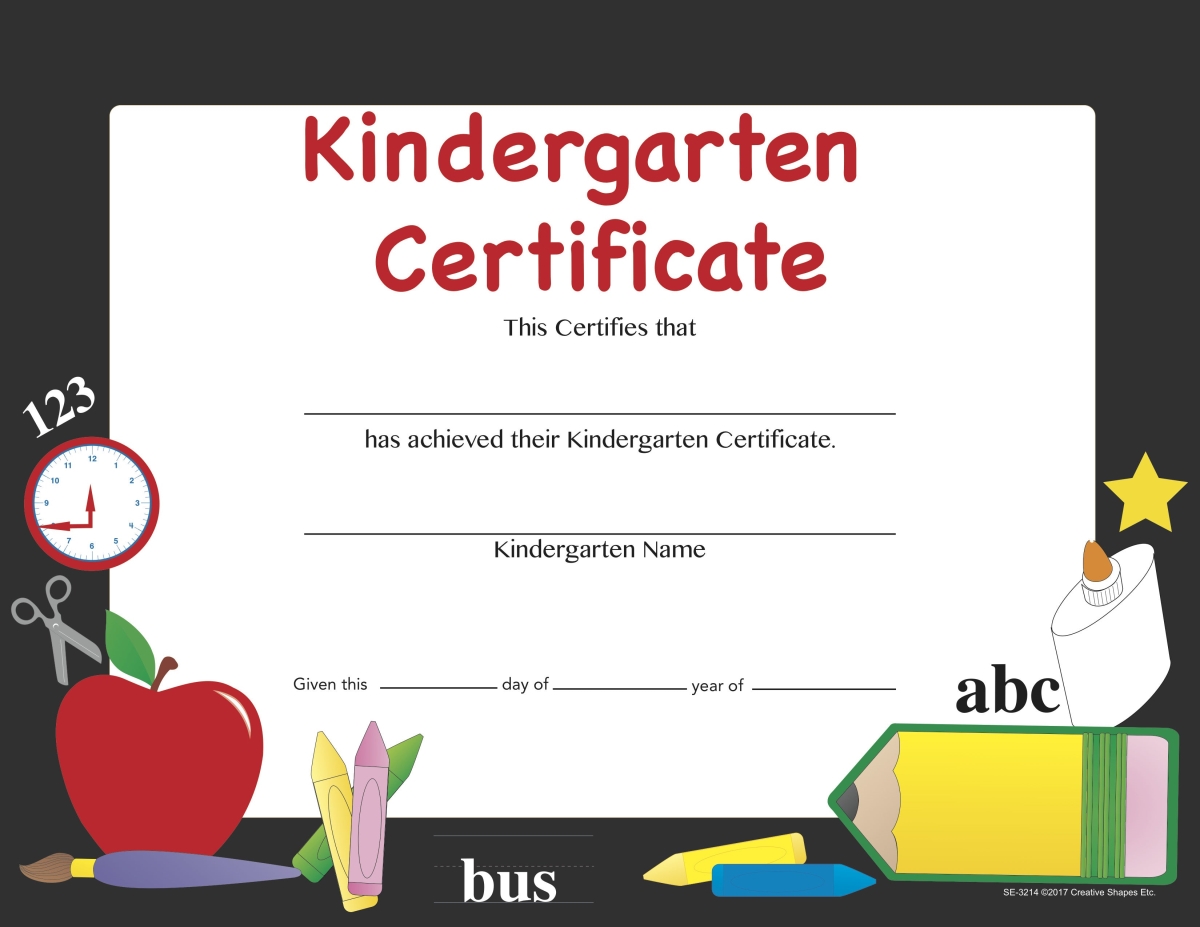 SE-3214 11 x 8.5 in. Kindergarten Certificate Recognition Certificate