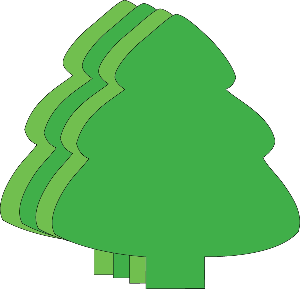 SE-7561 3 x 3 in. Creative Foam Cut-Outs, Evergreen Tree, Assorted Green - Small