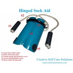 690277776113  Hinged Sock Aid ( Single Spring )  Folding hard sock aid that helps open the sock.