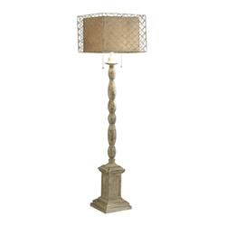 Picture of Crestview Collection CVAVP741 Natural Linen Holcomb Floor Lamp with Metal Frame Shade&#44; Antique White