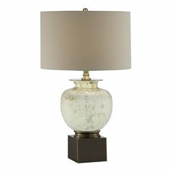 Picture of Crestview Collection CVABS1372 White Linen Shade Selborne Table Lamp&#44; Golden Opal Glass & Brass