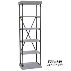 Picture of Crestview Collection CVFZR4549 Hanover Metal & White Wood Etagere&#44; Gray Suede