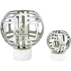 Picture of Crestview Collection CVDEN074 1.93 ft. Aluminum Tea Light Holder with Marble Base - Set of 2