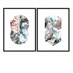 Picture of Crestview Collection CVTOP2707 Marble Duo Tempered Glass Art Plus PS Frame&#44; Black - Set of 2