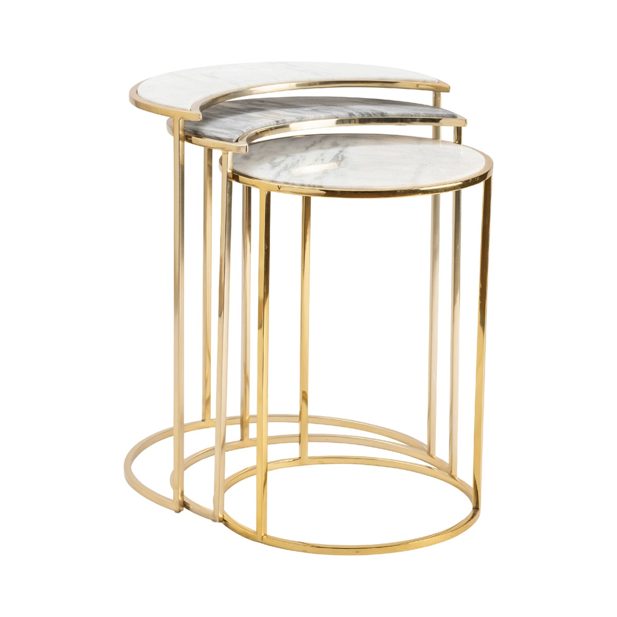 CVFNR5008 24 x 15 x 19.5 in. Astronomy Nesting Tables, Gold & White