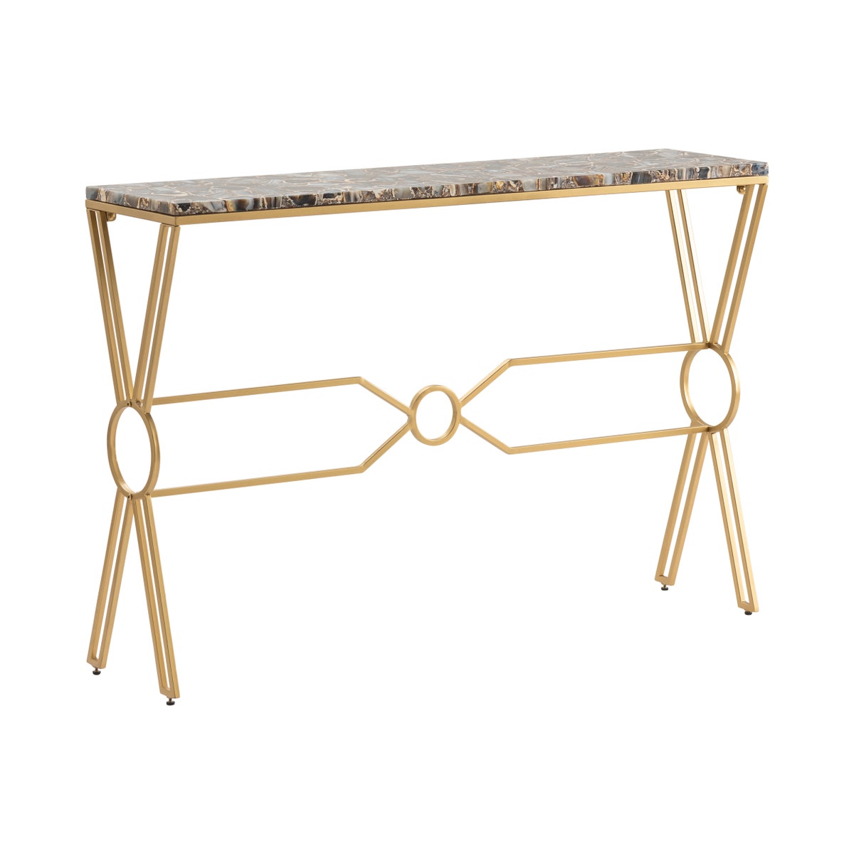 CVFNR5076 32 x 12 x 48 in. Kendall Console Table, Gold & Blue