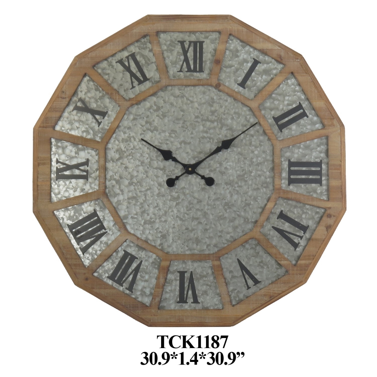 CVTCK1187 31 in. Scalloped Clock, Brown & Silver
