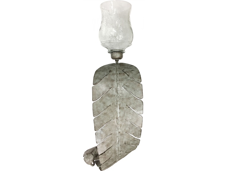CVIDZA029L 13 in. Large Palmetto Palm Leaf Wall Sconce, Chrome & Silver