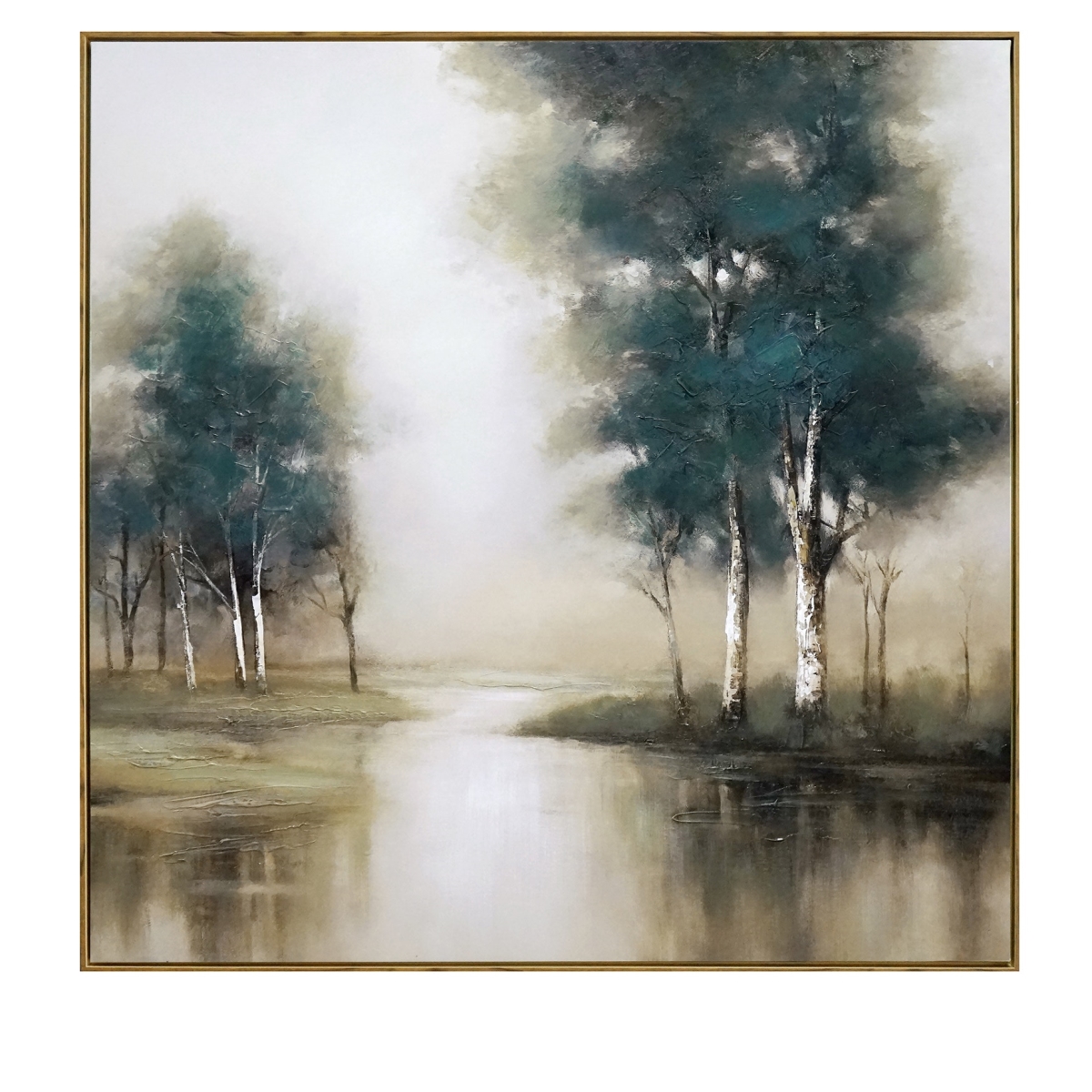 CVTOP2979 40 in. Turquoise Creek Canvas Art, Blue & Brown