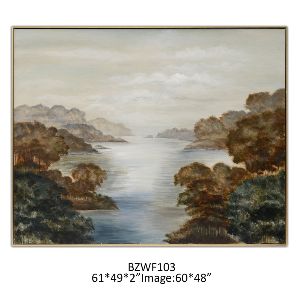 CVBZWF103 61 in. As The River Flows Framed Wall Art, Brown