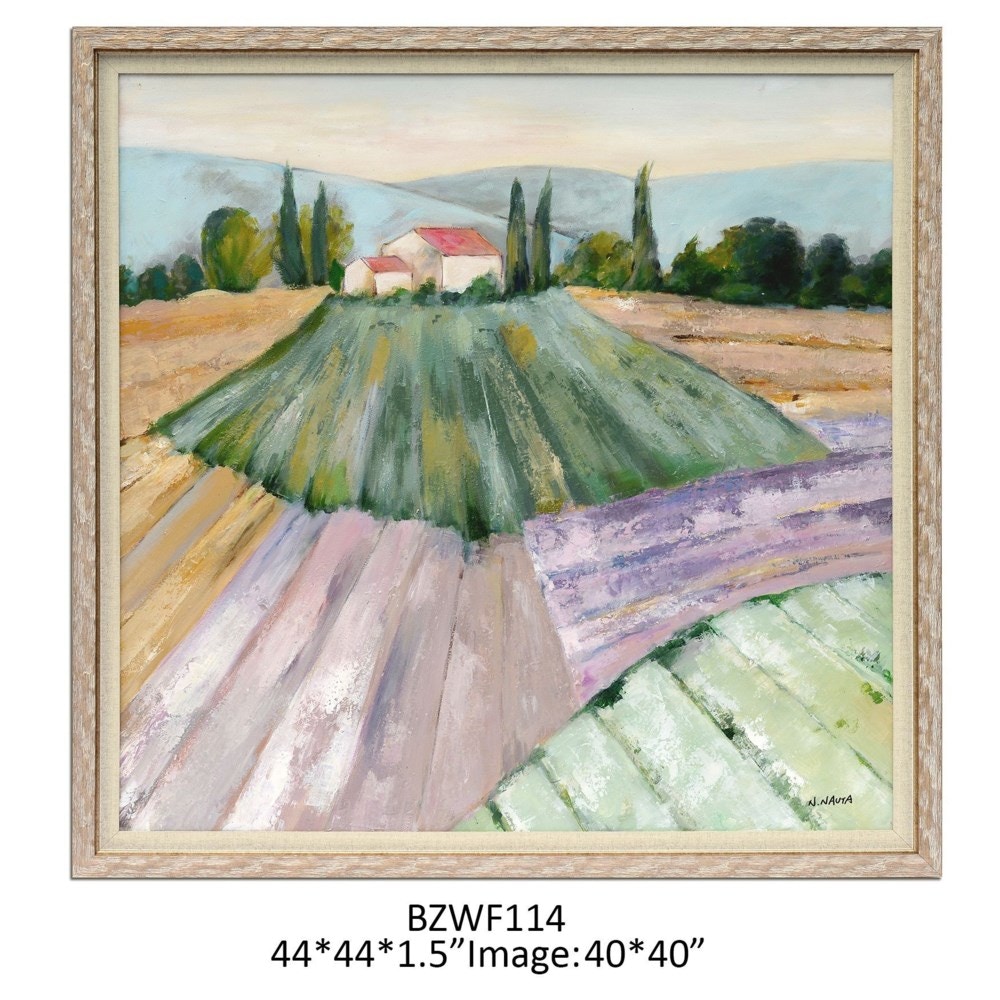 CVBZWF114 44 in. Tuscany Fields Framed Canvas Art, Purple & Green