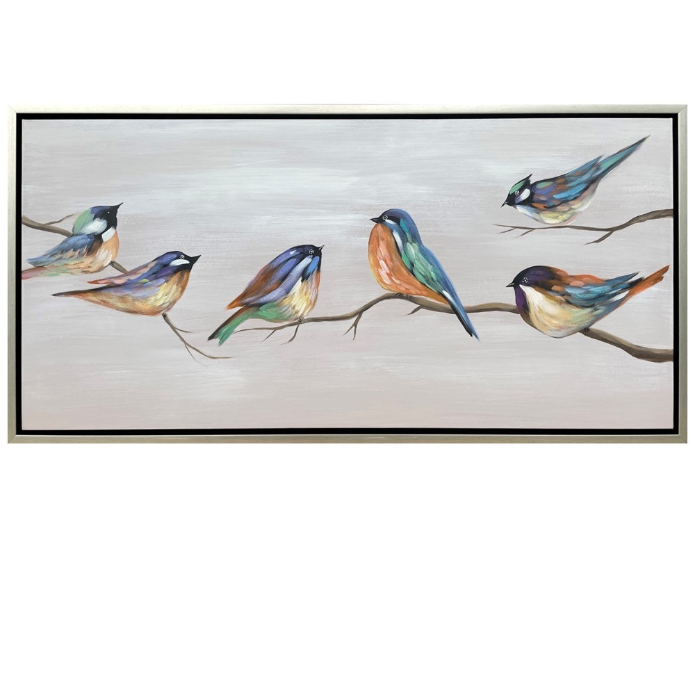 CVTOP3056 47.25 in. Birdie Birds Canvas Art, Blue