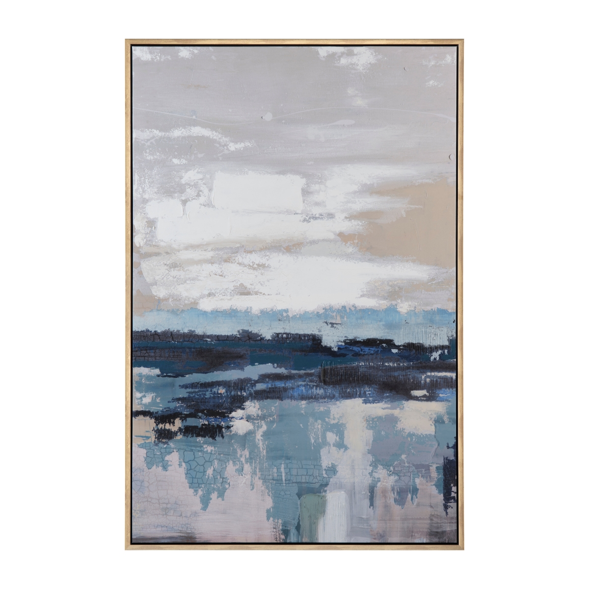 CVTOP3210 39.4 in. Waterside Canvas Art, Blue & White