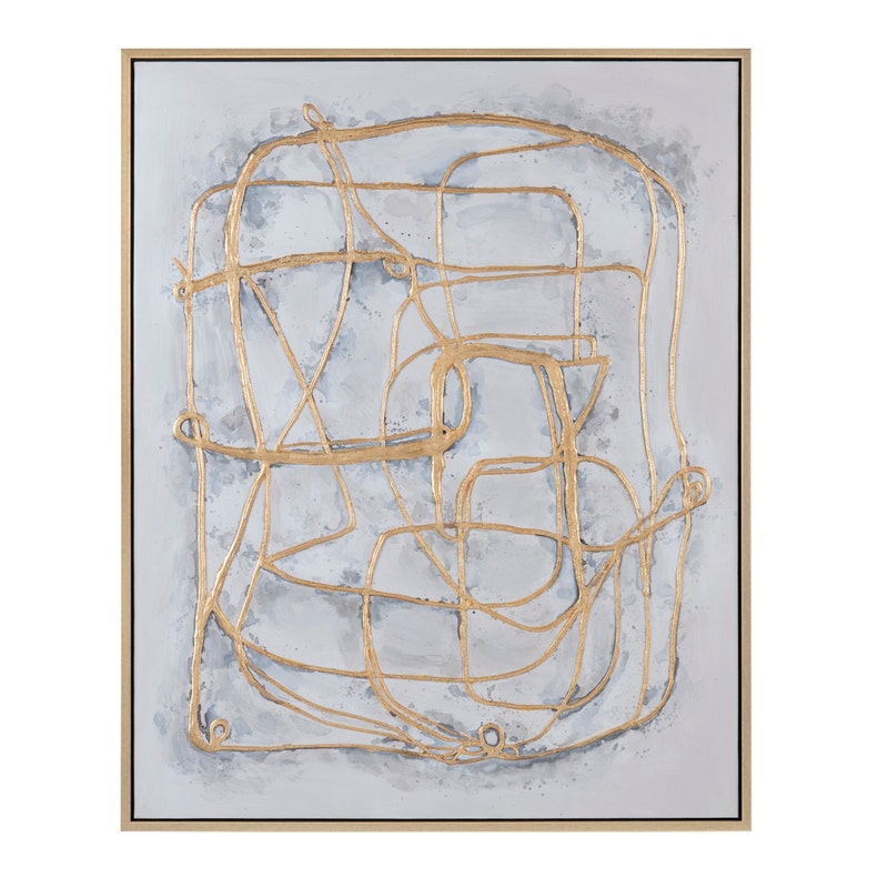 CVTOP3234 41.6 in. Gilded Lines Canvas Art, Gold & Gray