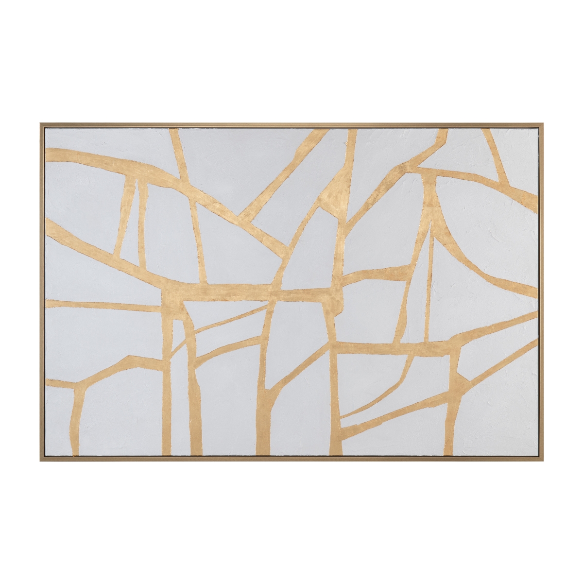 CVTOP3238 73.6 in. Gold Lines Canvas Art, Gold & White
