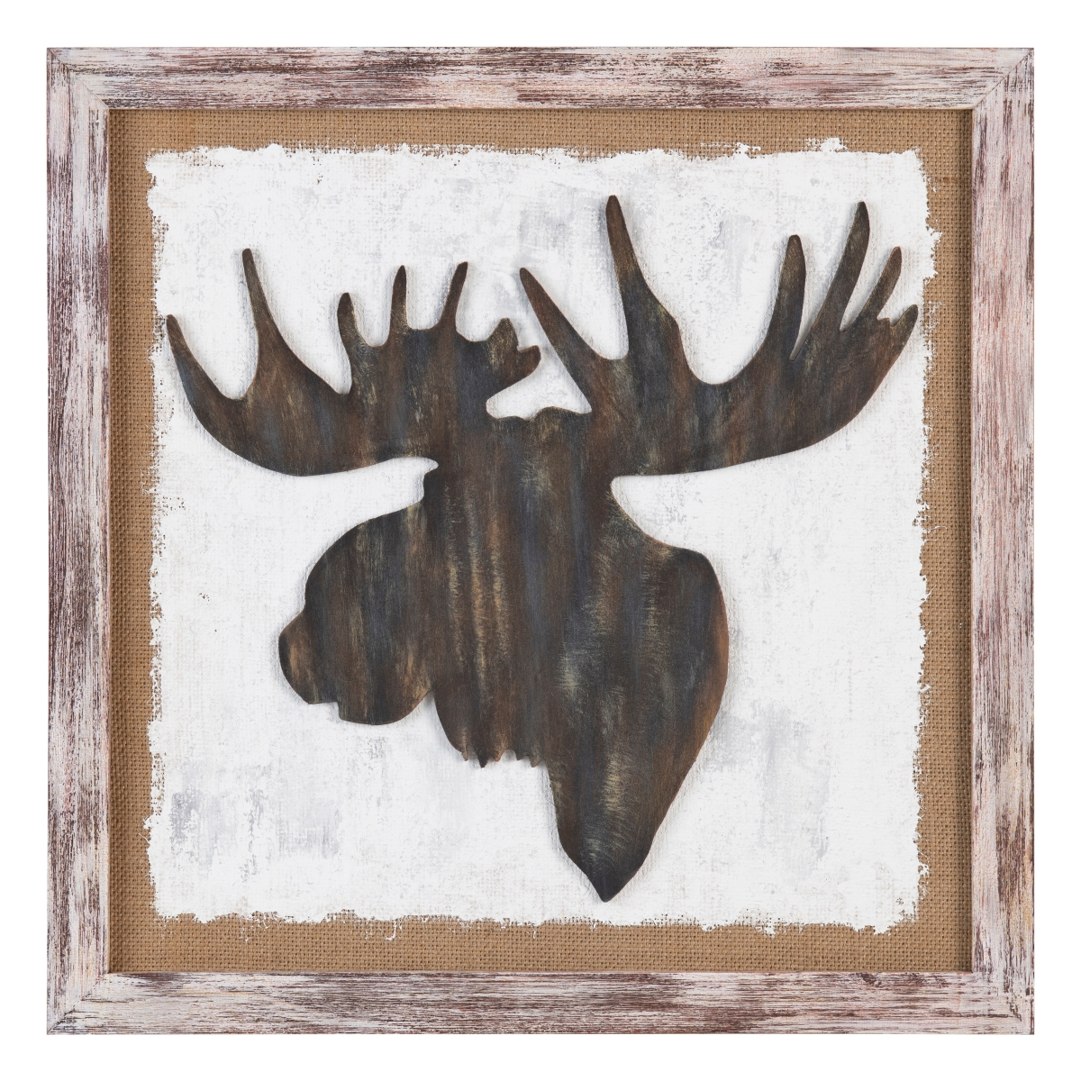 CVTOP3271 24 in. Rustic Moose Silhouette Canvas Art, Brown & White