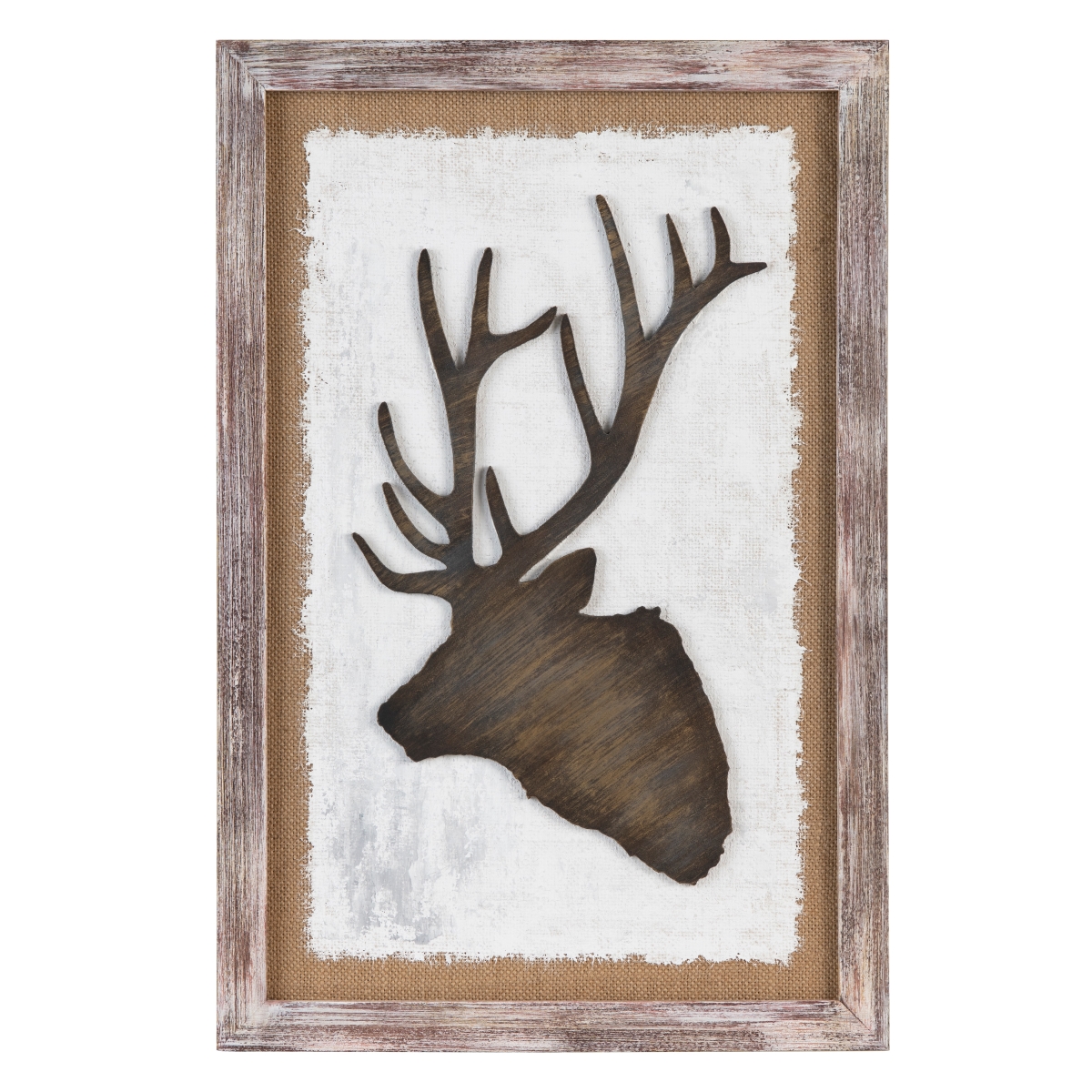 CVTOP3272 20 in. Rustin Elk Silhouette Canvas Art, Brown & White