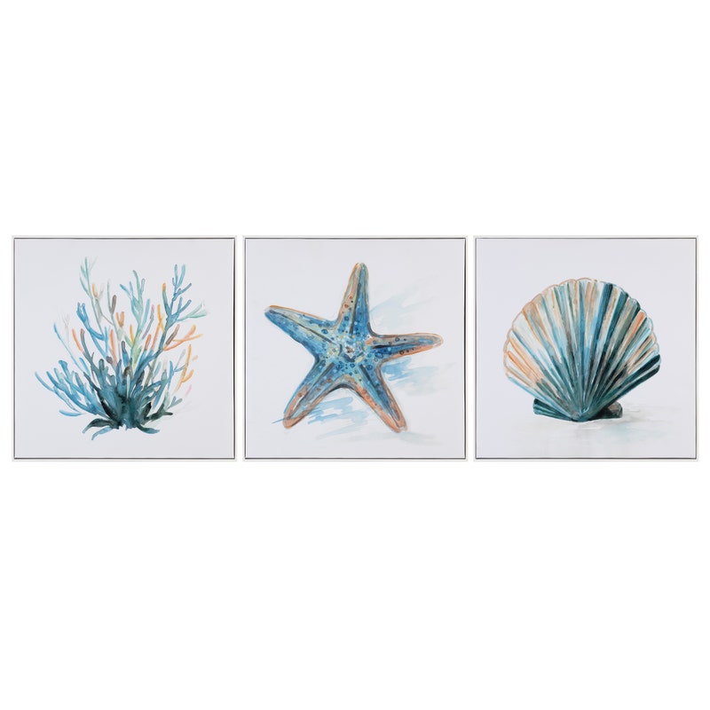 CVTOP3281 26 in. Under The Sea Canvas Art, Blue & Green - Set of 3