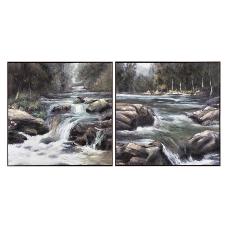 CVTOP3302 36 in. Rapids Canvas Art, Green & Brown