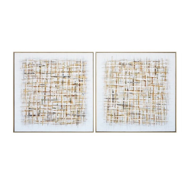 CVTOP3380 41 in. Avalon Canvas Art, Gold & White - Set of 2