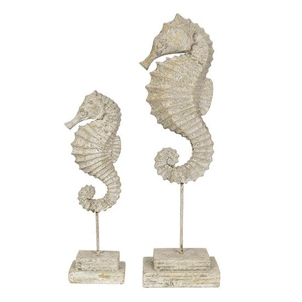 CVDEP898 6.5 in. Seahorse Finials Statue, Beige