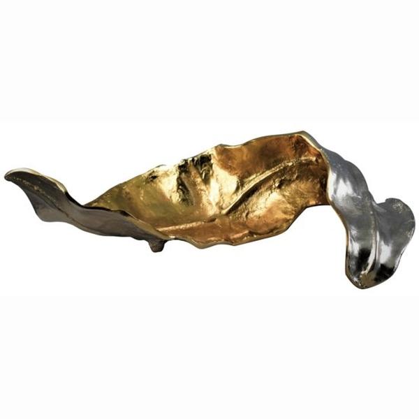 CVDZEN001 20 in. Willow Larger Two-Toned Leaf II Sculpture, Gold