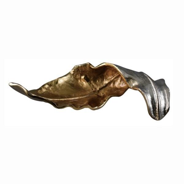 CVDZEN004 15 in. Willow Medium Two-Toned Leaf II Sculpture, Gold