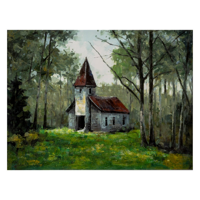 CVTOP2901 Parish Hand Painted Canvas Painting Wall Art, Green